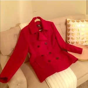 Calvin Klein Red Pea Coat